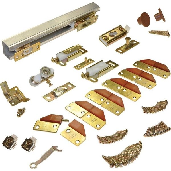 Johnson Hardware Panel Hardware Set, 60 in L Track, Top Mounting, For 75 lb BiFold Door 100FD604